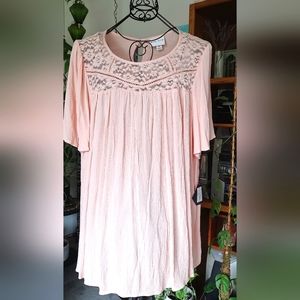 Ava &Viv Flowy Summer Coral Tunic Embellished with Lace New Size 2X